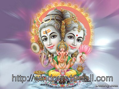 Ganeshji with Shivaji and Mata Parwati Background Wallpaper
