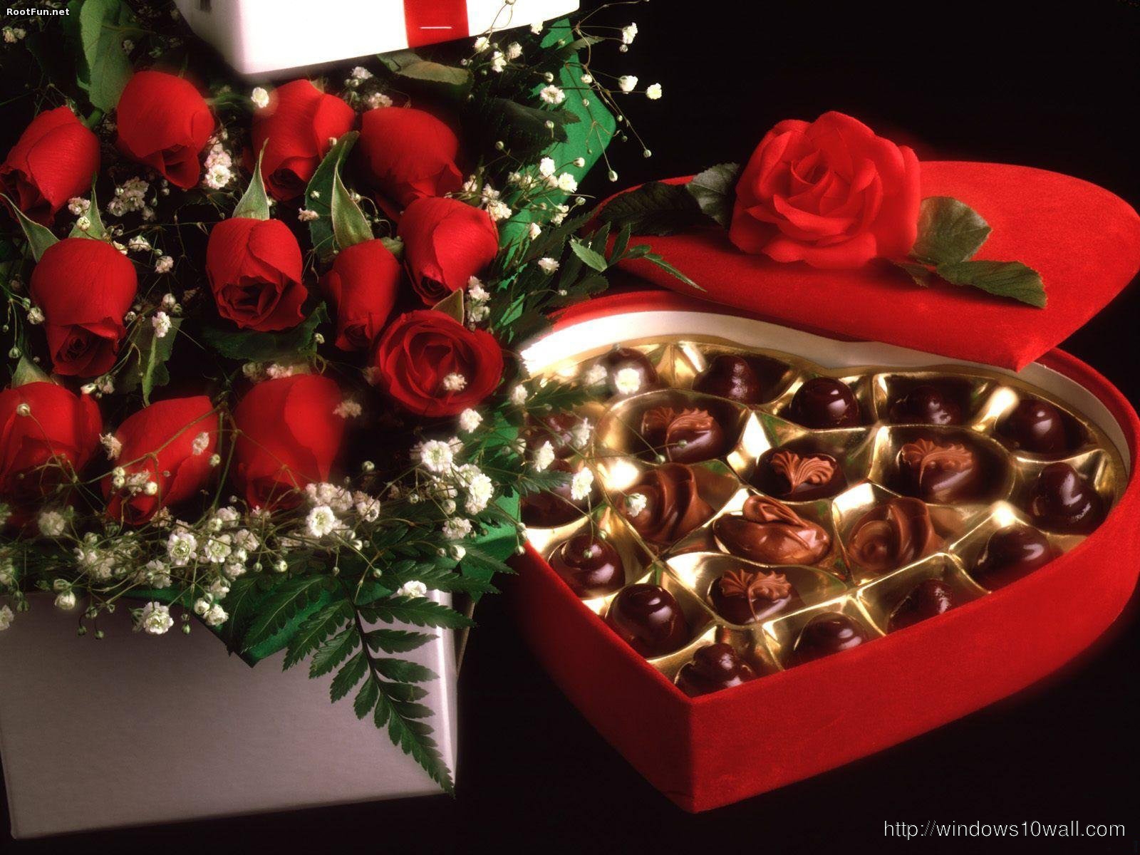 roses and chocolate Wallpaper