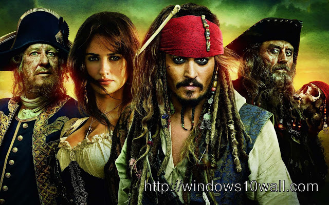movie wallpaper with the main characters from Pirates of the Caribbean