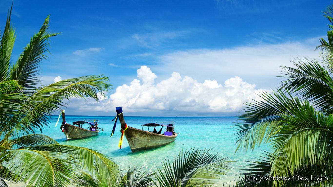 HD Boats on Beach Paradise Island Facebook Background Cover