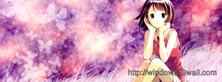 Cute Anime Girl sitting on ground facebook background cover