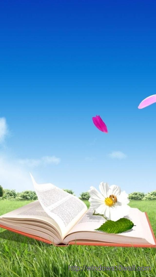 digital book and flowers cool iphone 5 background wallpaper