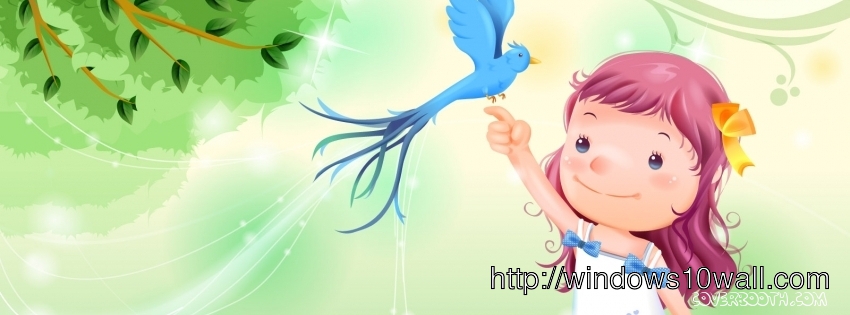 Little Girl holding Twitter Bird Facebook Background Cover