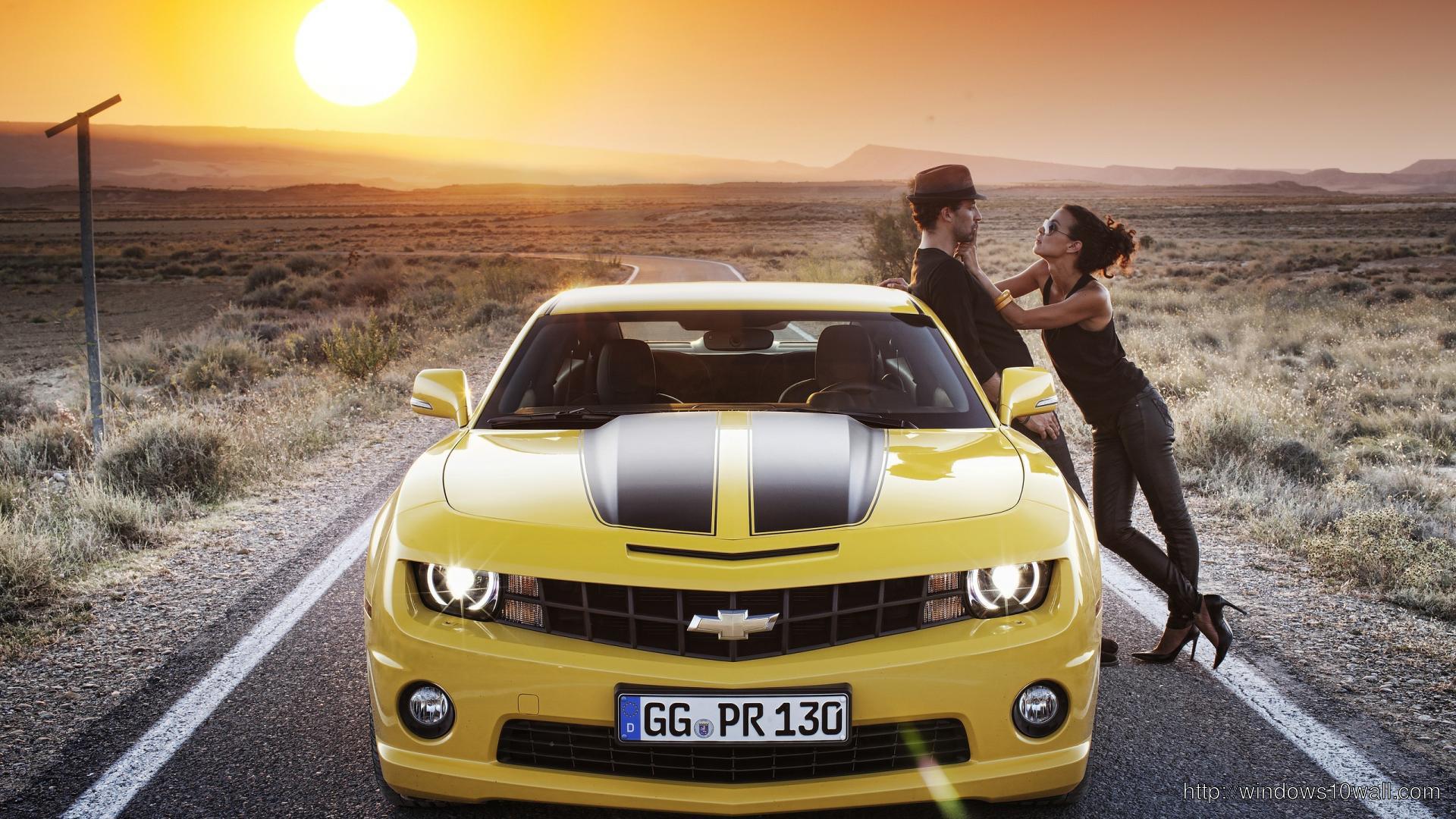 Chevrolet in Sunset Background Wallpaper
