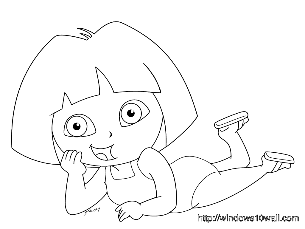 Dora The Explorer Coloring Page for Kids Wallpaper