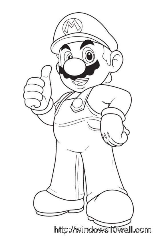 Mario Bros Coloring Page for Kids Wallpaper