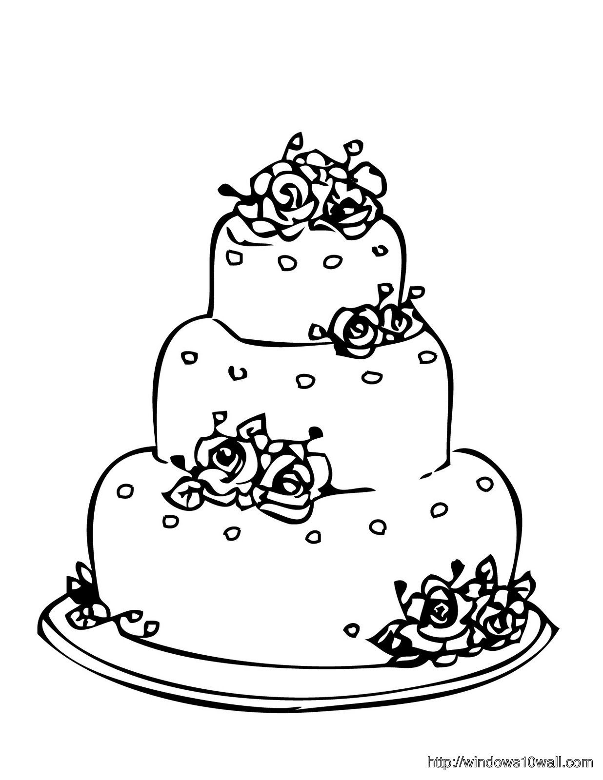Cake Coloring Page for Kids Wallpaper