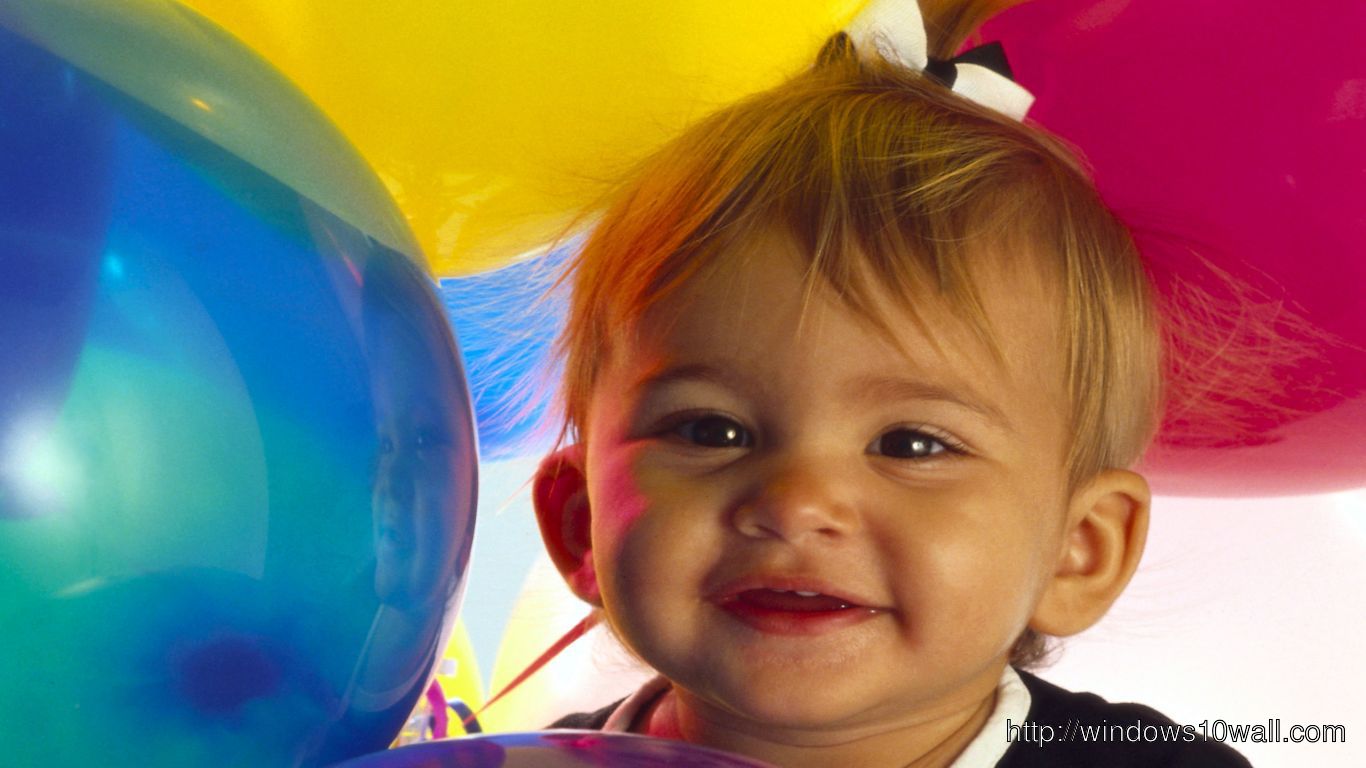 Cute Baby with Baloons Background Pic