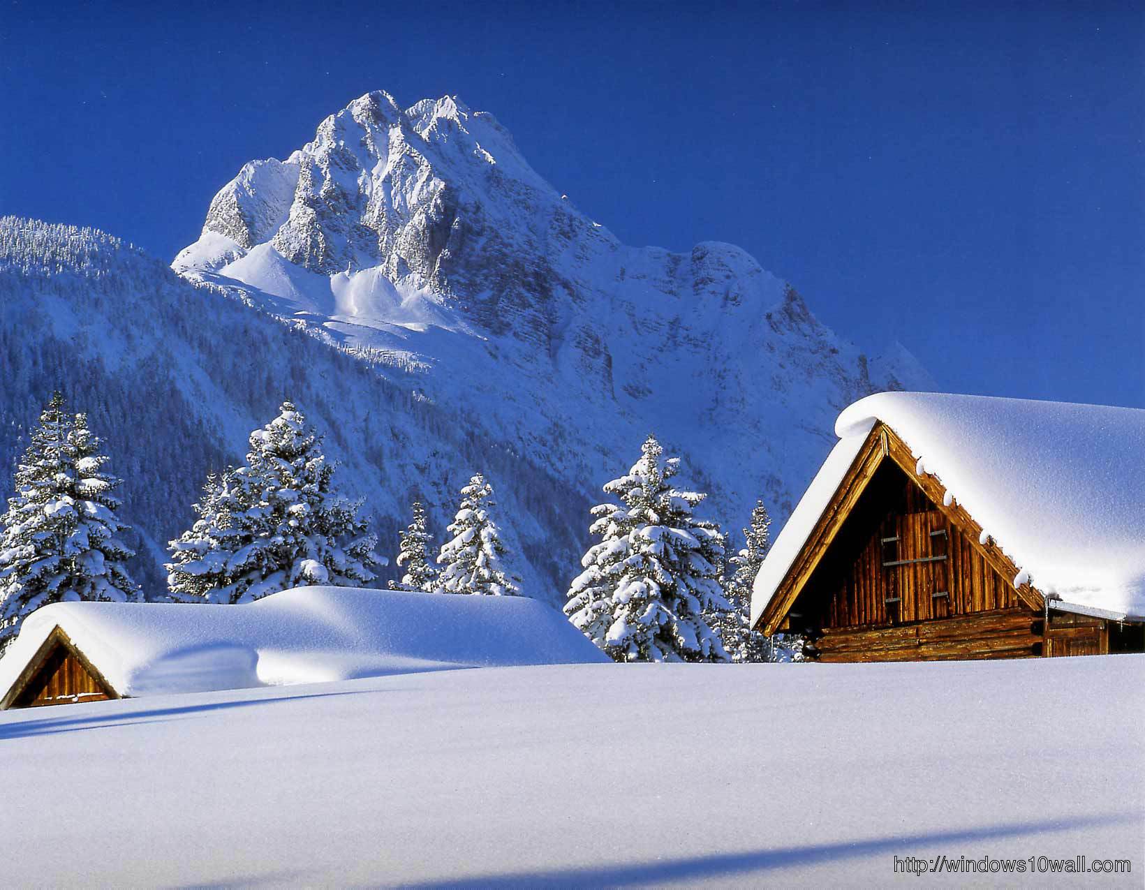 House Top Covered with Snow Wallpaper