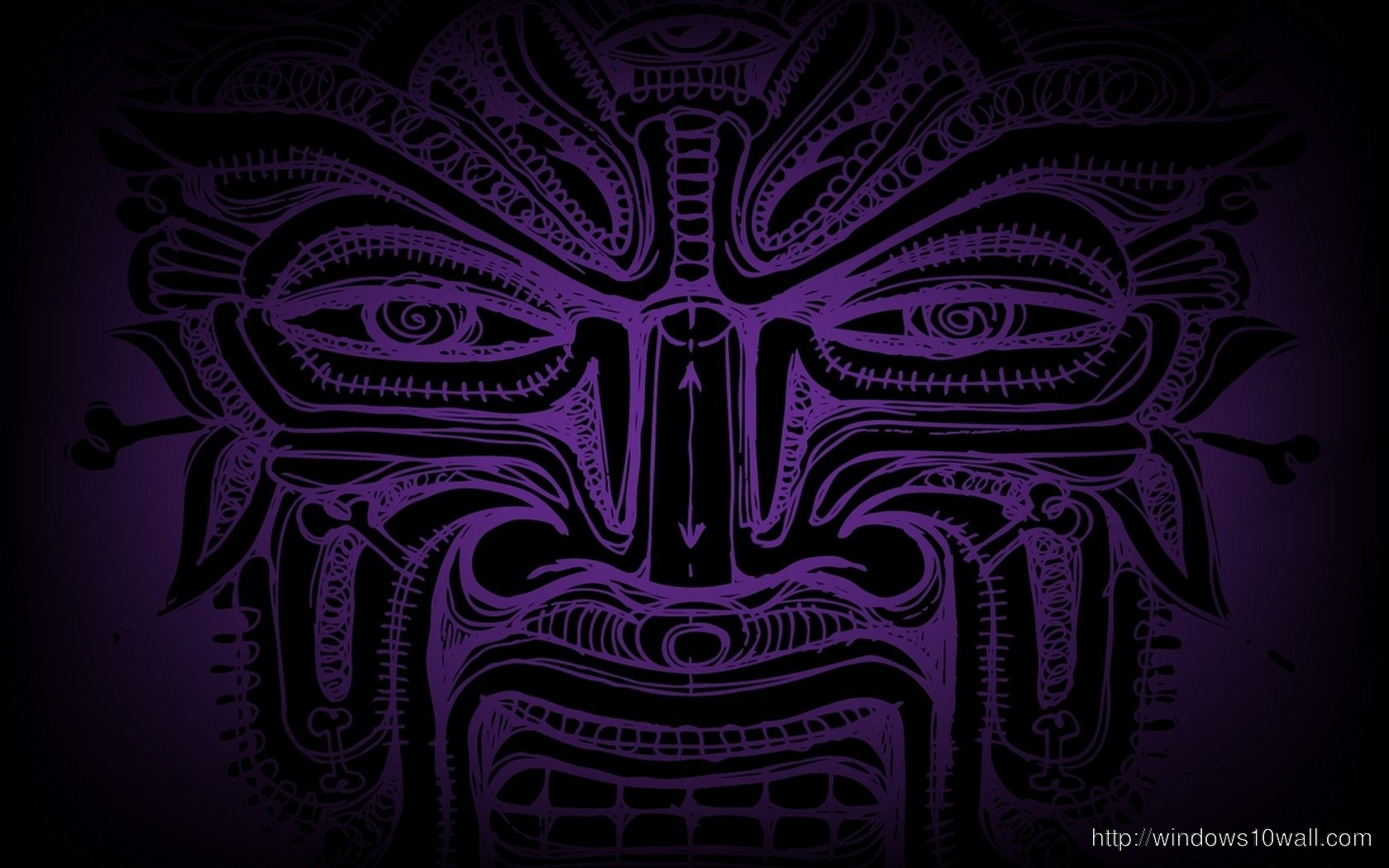 Purple Face Abstract Tribal Wallpaper