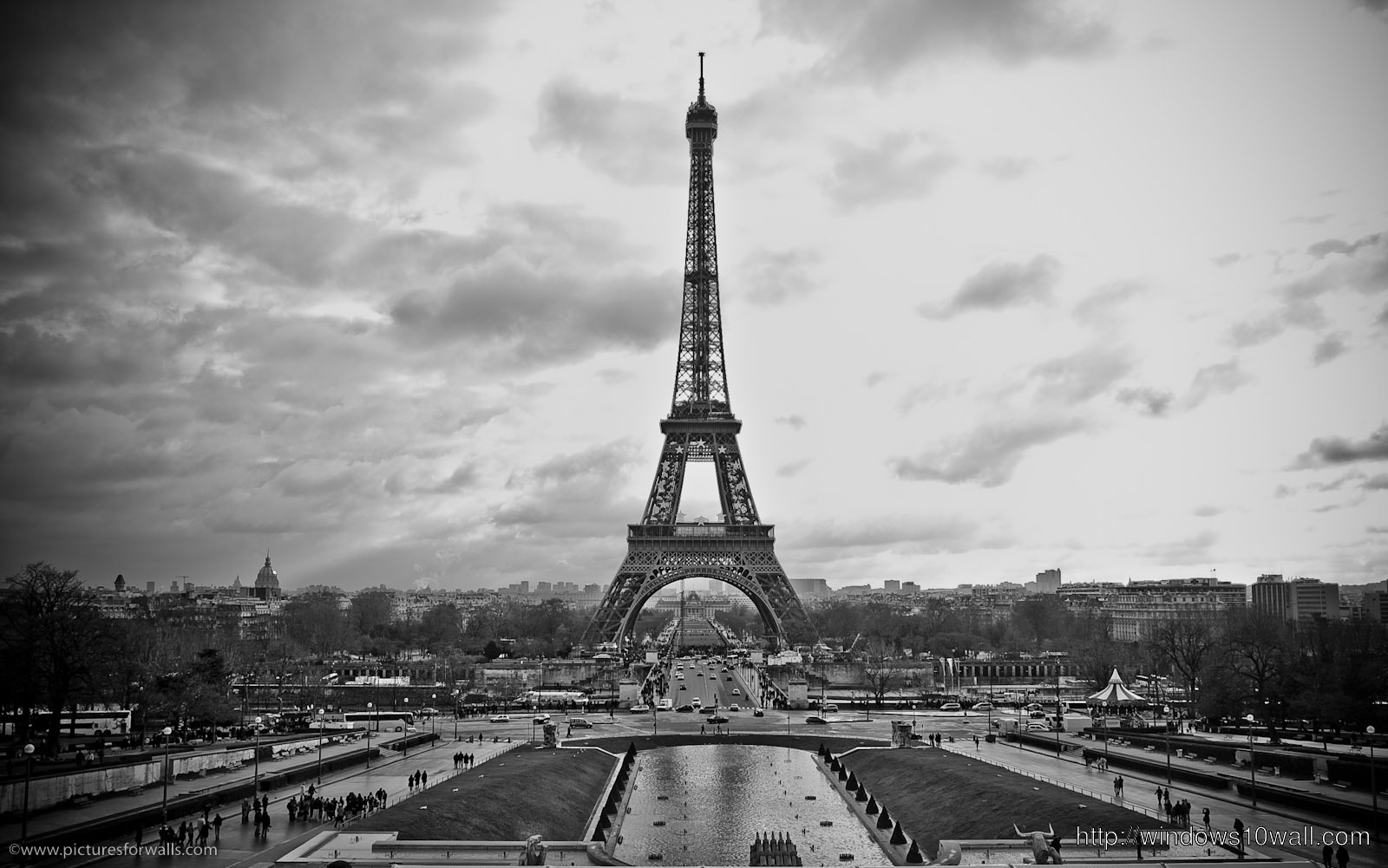 Awesome Paris Black n White View Background Wallpaper