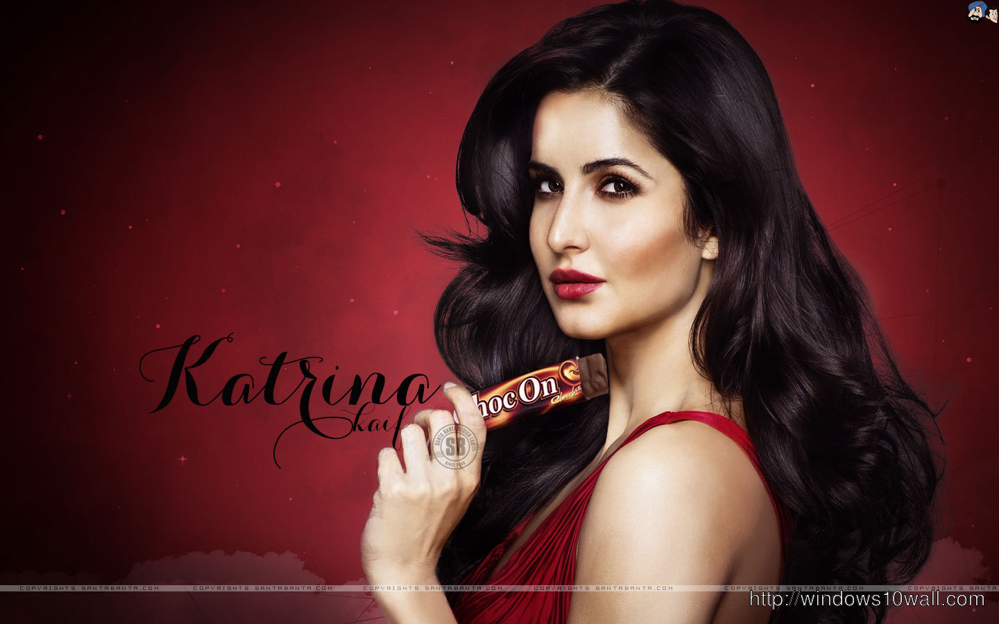 Katrina Kaif in Red Background Wallpaper