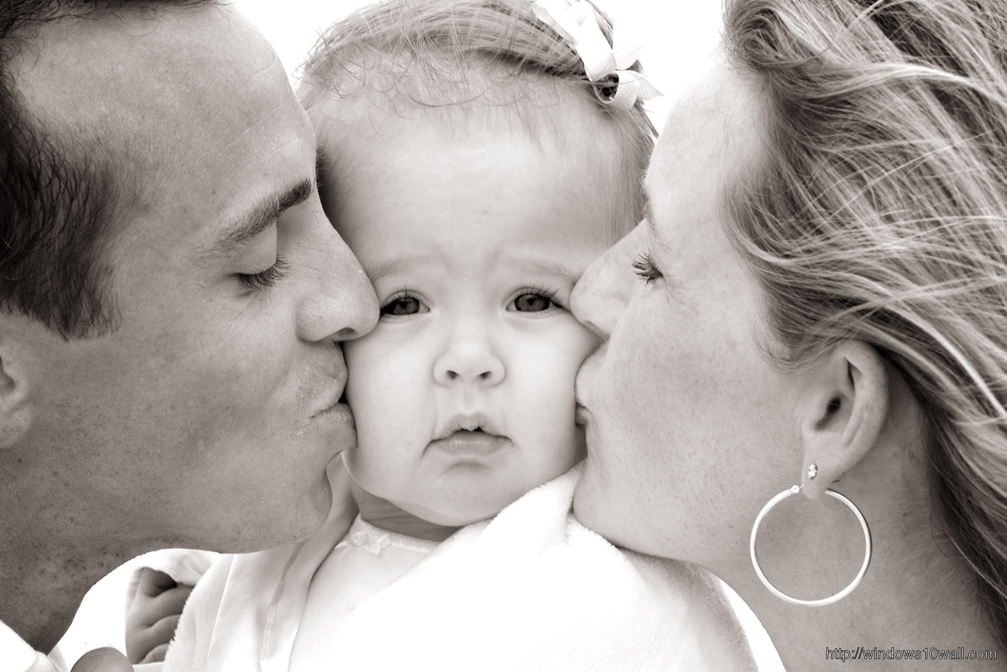 Parents Kissing Cute Baby Photo