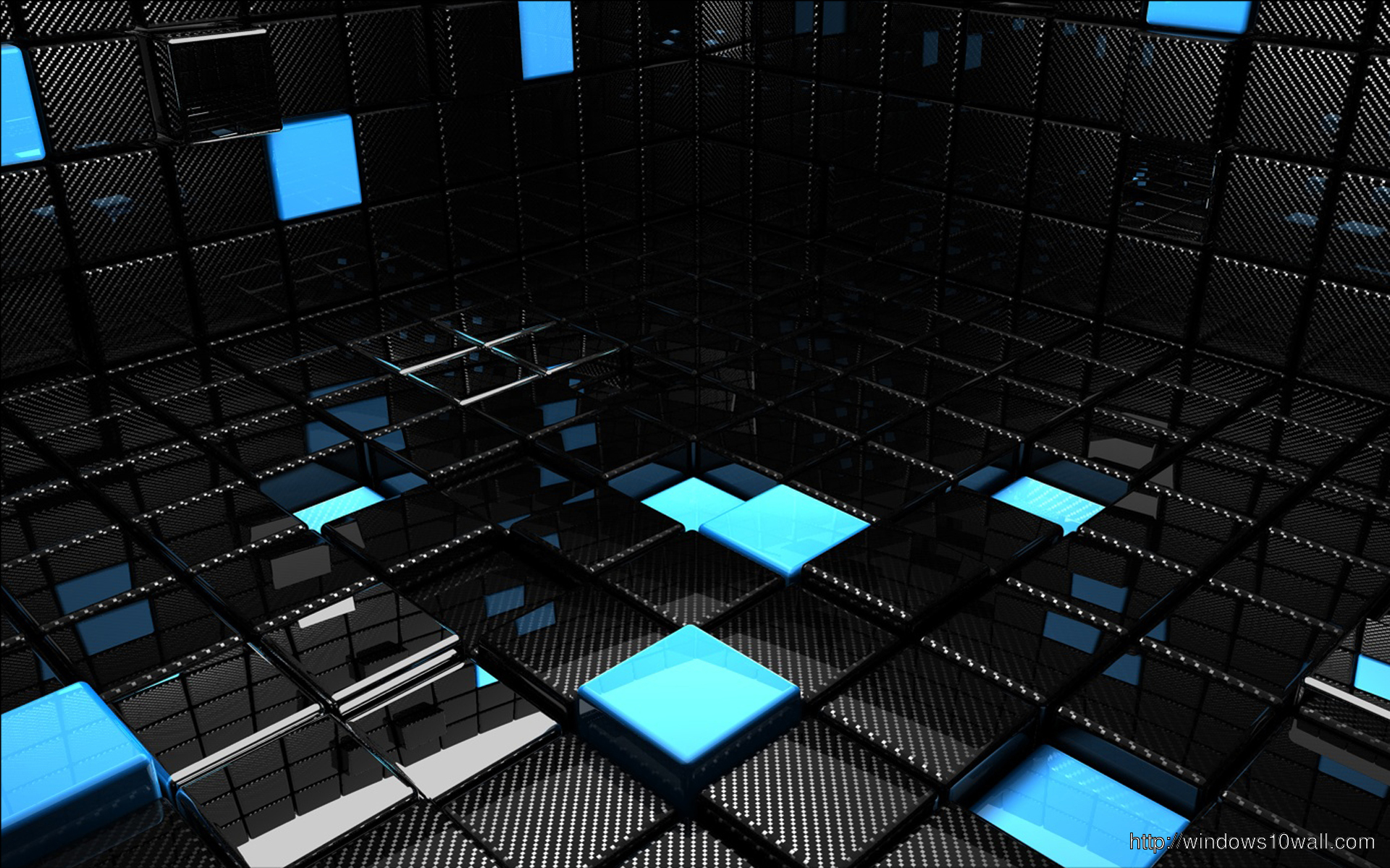 3D Blue And Black Cube Free Download Wallpaper