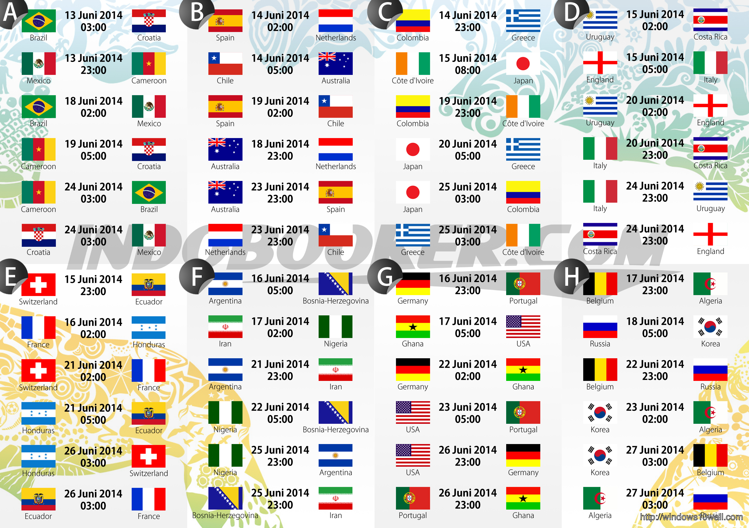 Schedule Match World Cup 2014 Hd Free Download Wallpaper