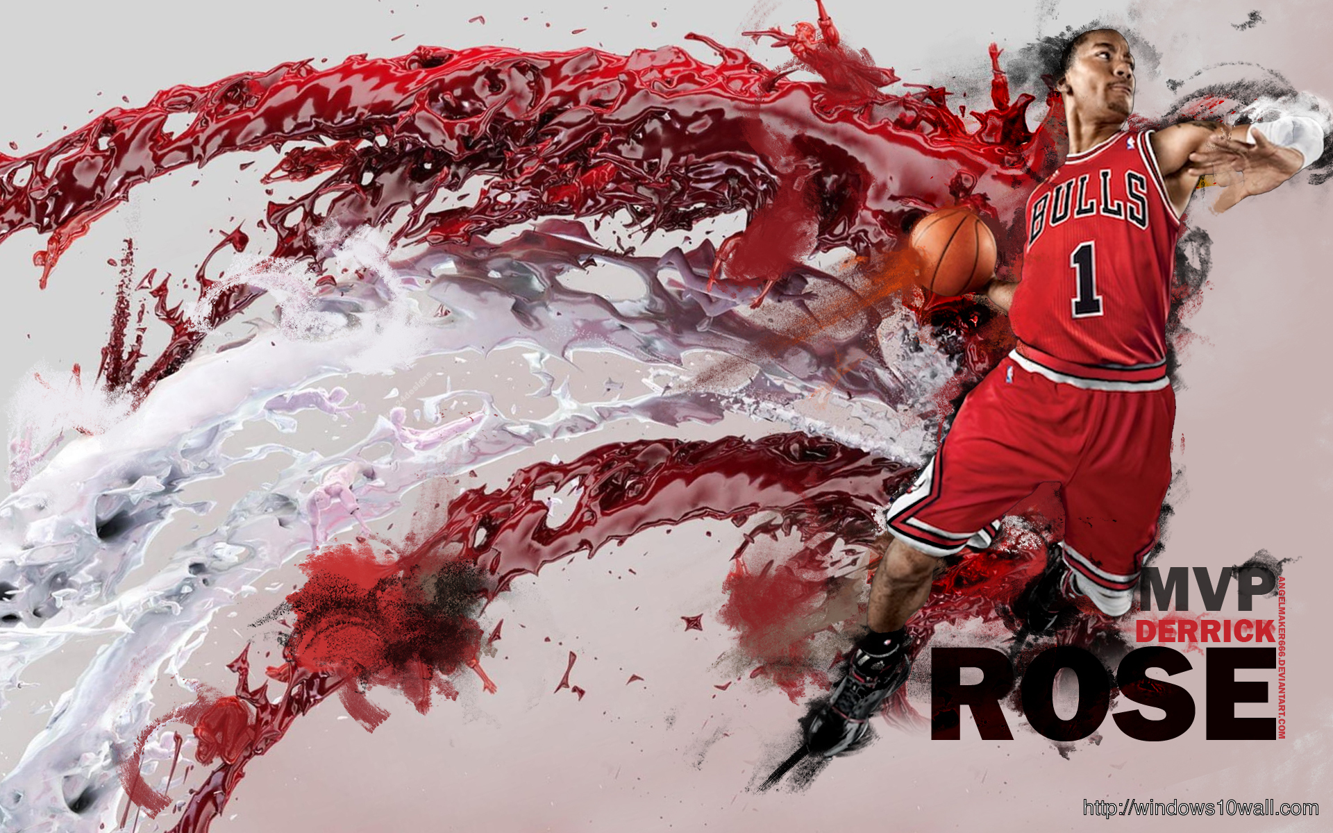 Derrick Rose HD Dunk Background Wallpaper