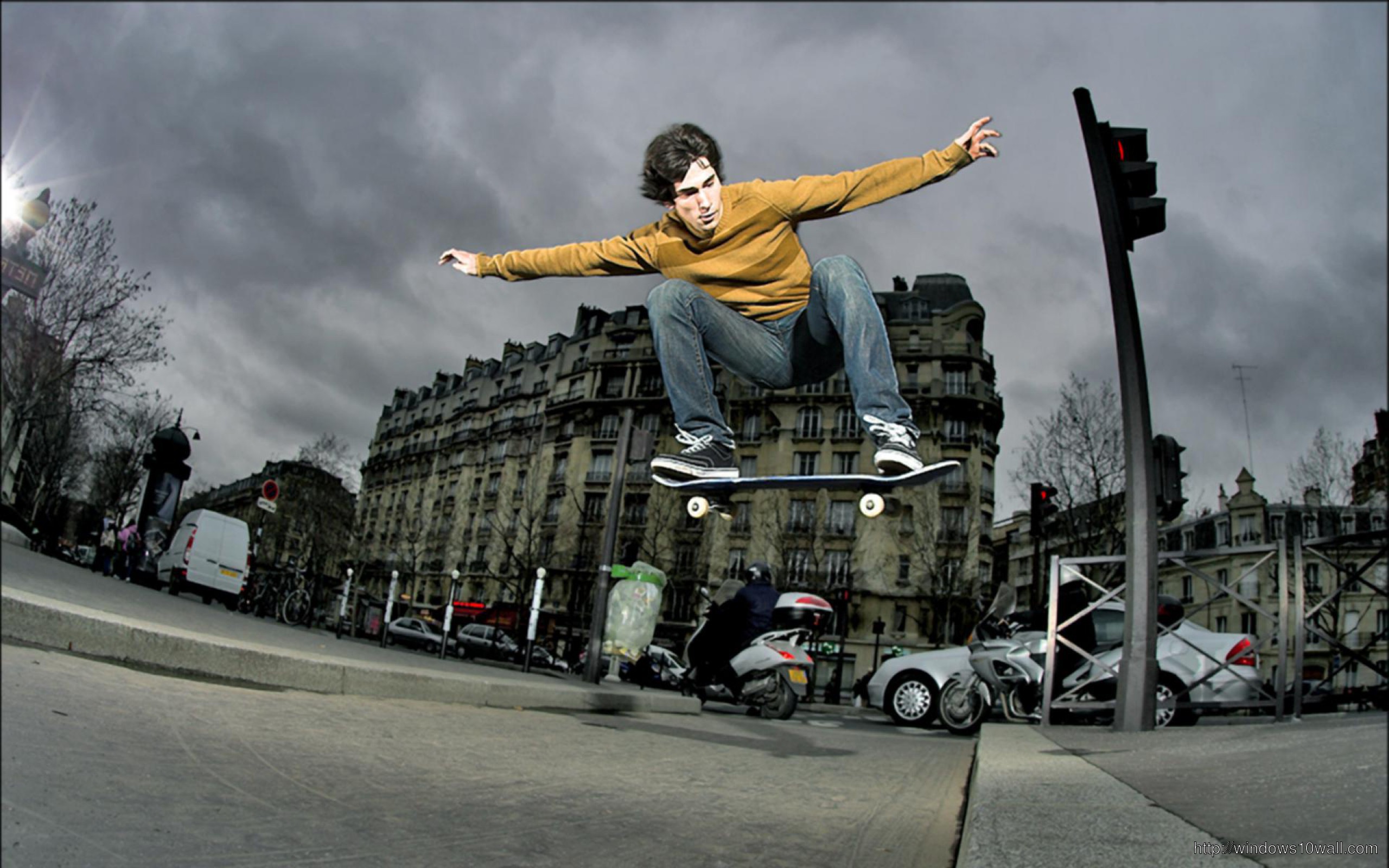 City Skateboard Jumping Wallpaper