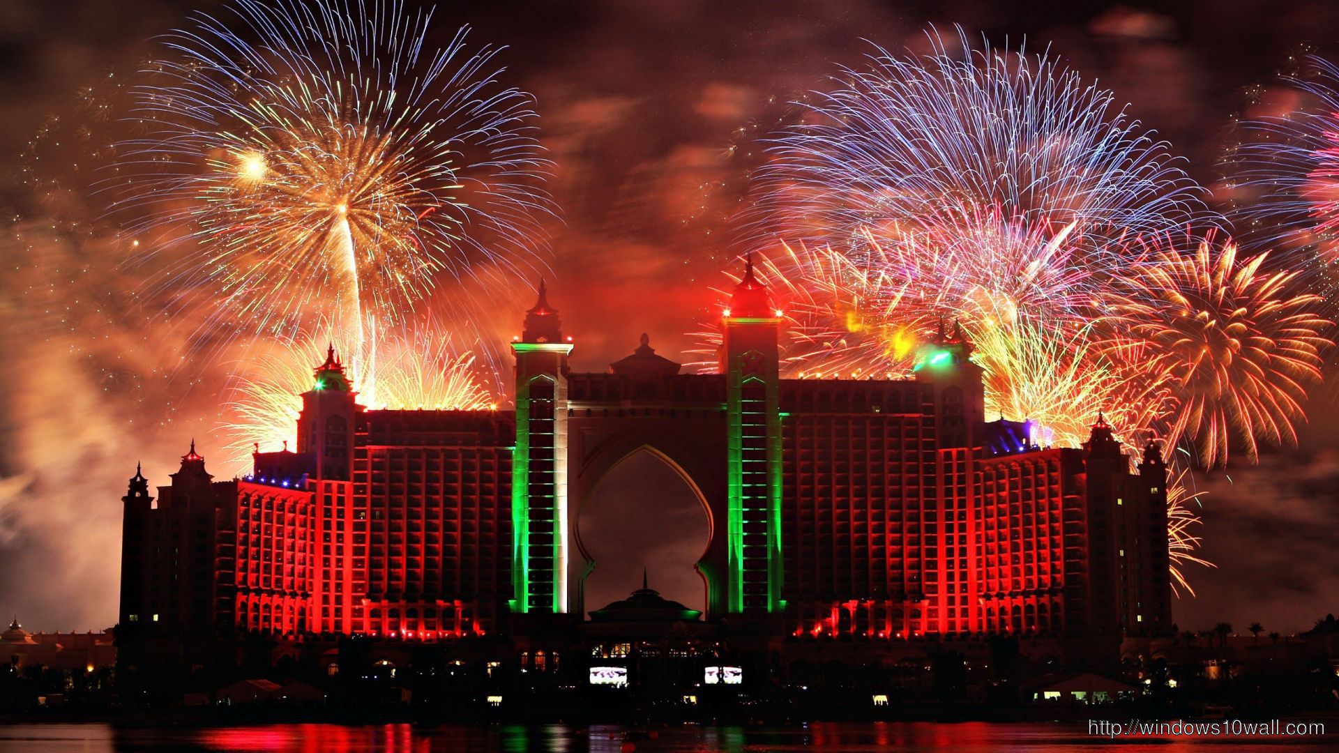 Dubai Night Fireworks Wallpaper