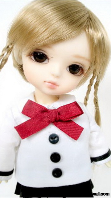 Latest White Doll with Golden Hairs for Girls Mobile Wallpaper