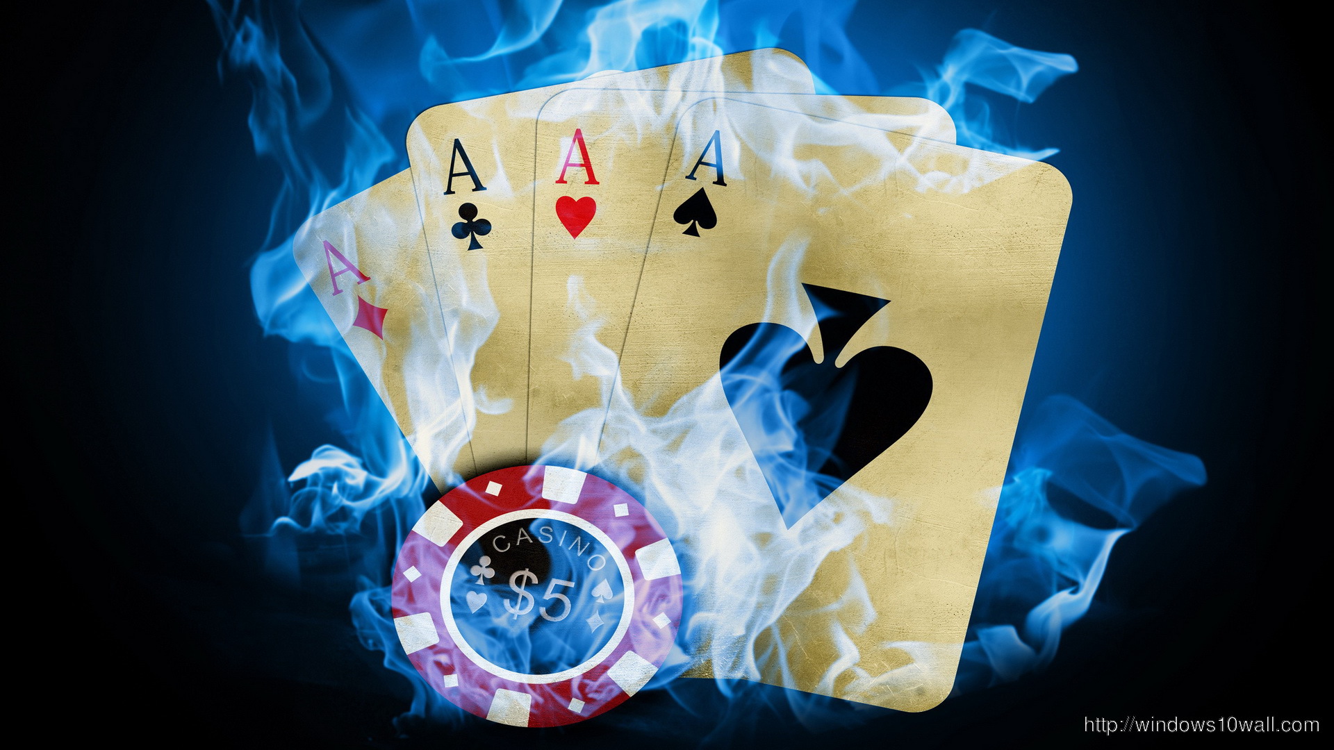 Poker Fire Cards Flames HD Free Wallpaper