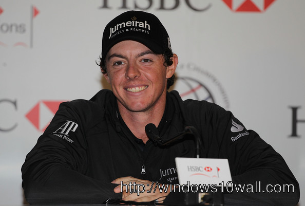 Rory McIlroy speaks with media wallpaper