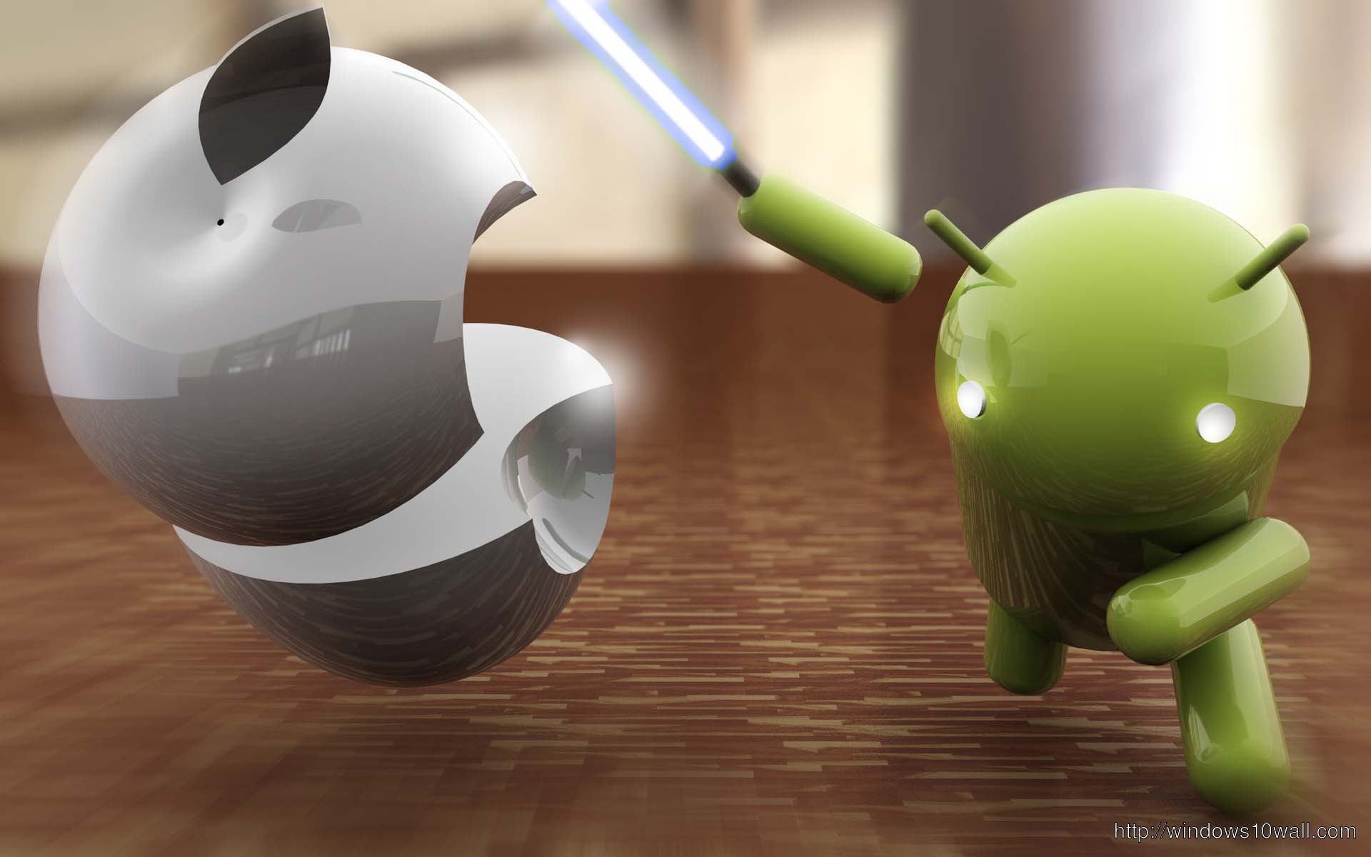 3D Android Vs Apple iPhone wallpaper