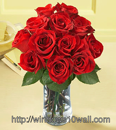 Red Roses in a Glass Background Wallpaper