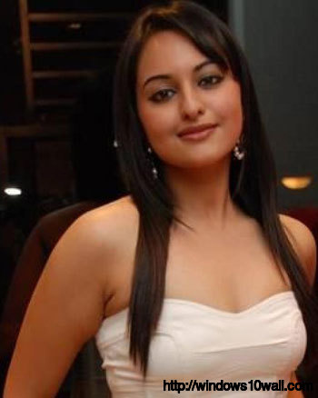 Sonakshi Sinha in White Dress Background Wallpaper