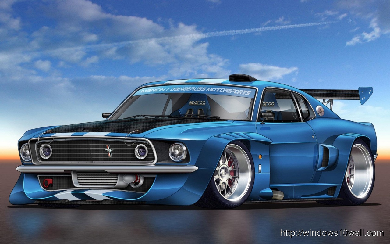 Blue Ford Mustang HD Background Wallpaper