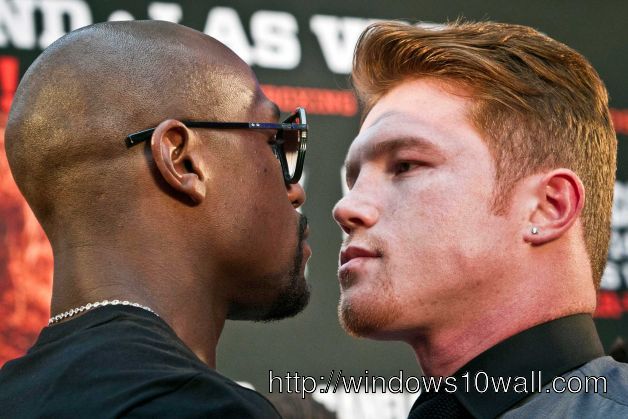 Mayweather vs Canelo Face to Face Background Wallpaper