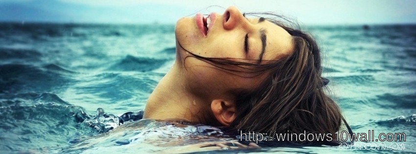 sad girl in sea water drowning facebook background cover