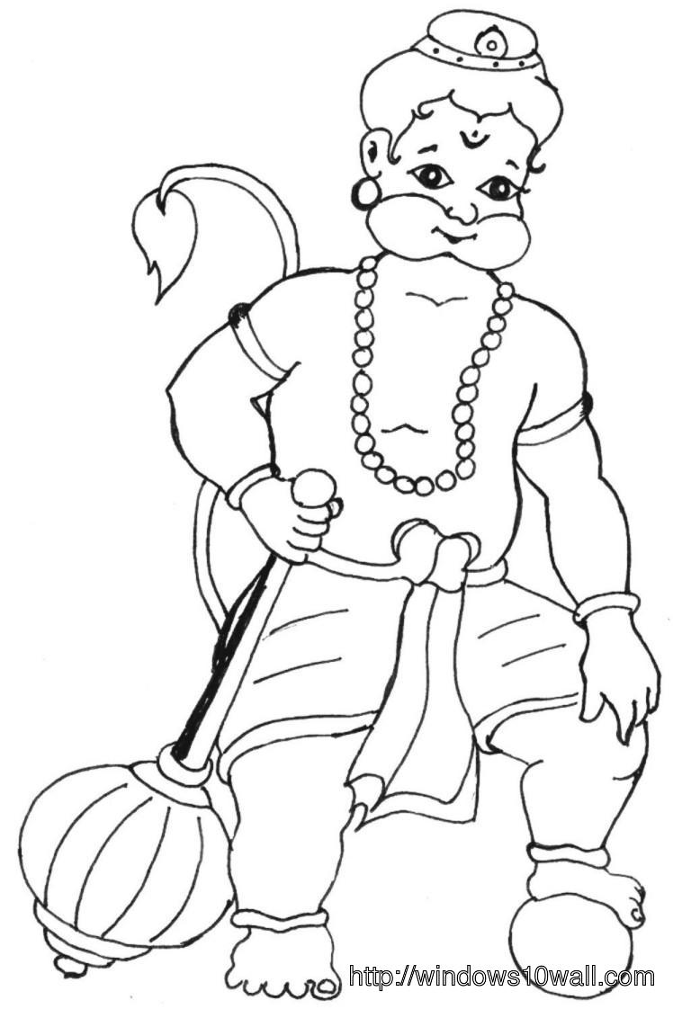 Lord Hanuman Childhood Coloring Page for Kids Wallpaper