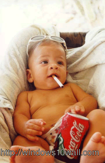 Funny Baby Smoking with Coca-Cola Wallpaper