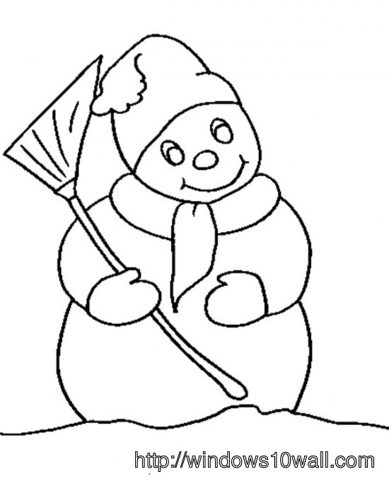 Snowman Coloring Page for Kids Wallpaper