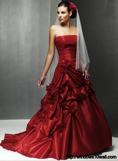 Red Gorgeous Wedding Dress Design 2013 Background Wallpaper