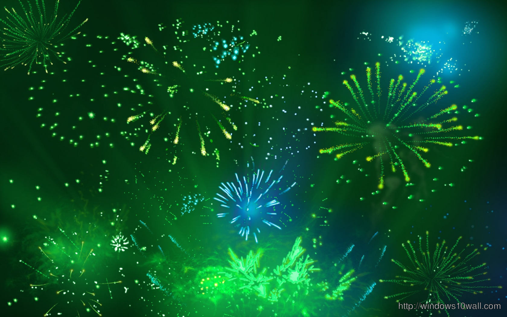 Blue Green Fireworks Background Wallpaper