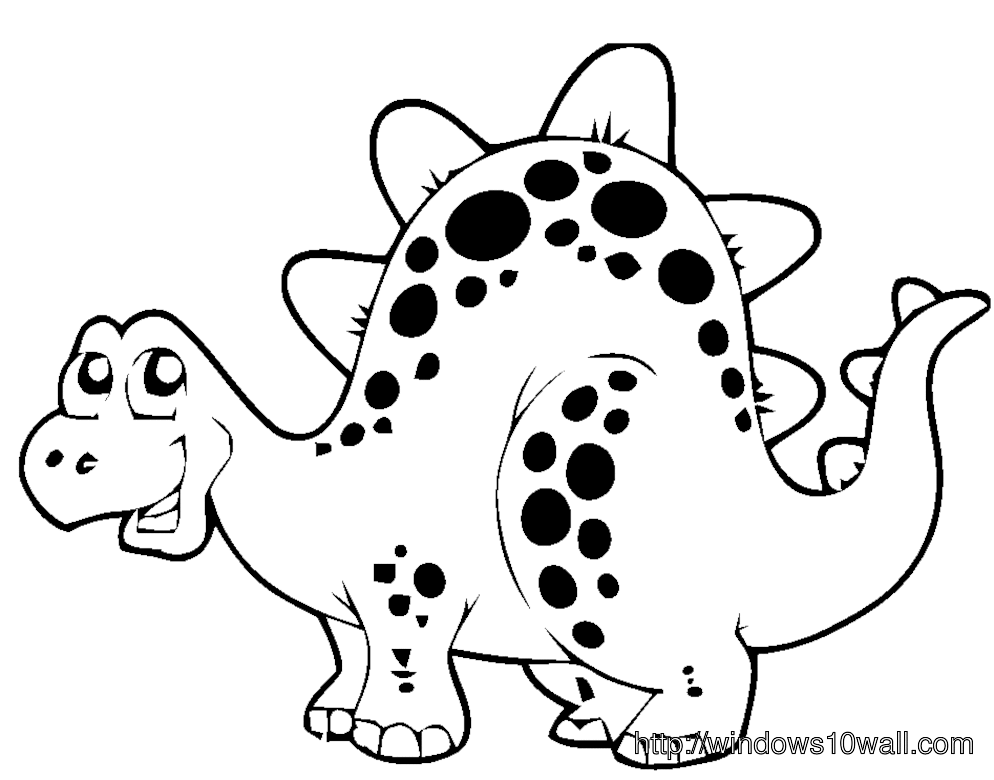 Dinosaur Coloring Page for Kids Wallpaper