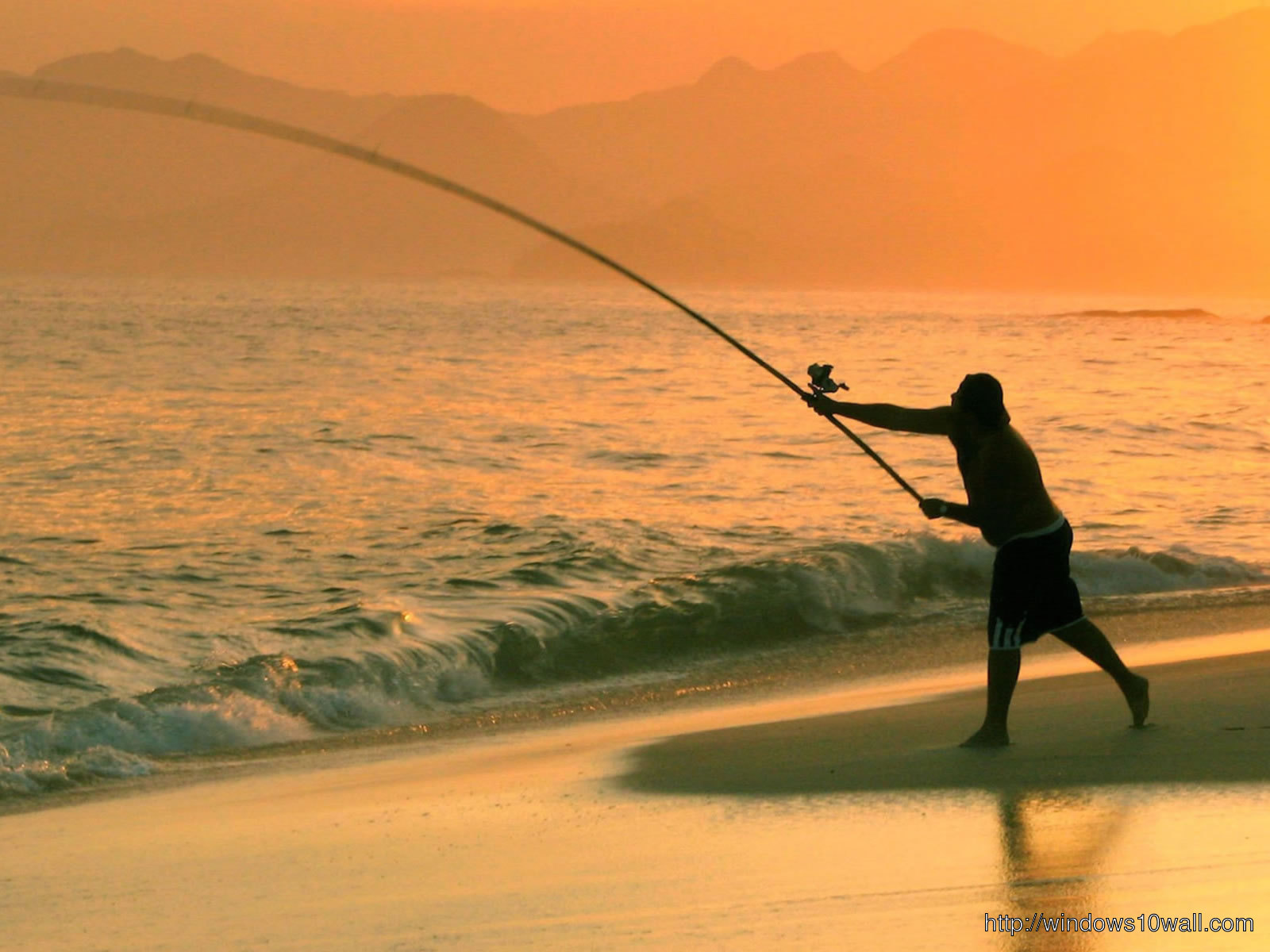 Fishing in the sea desktop background wallpaper