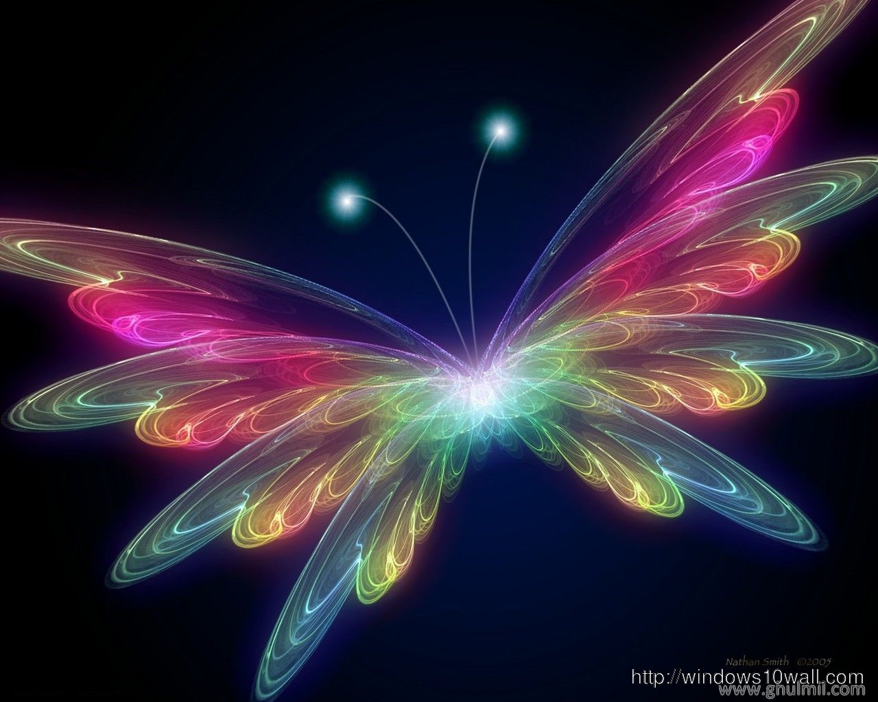 3D Butterfly Glittering Background Wallpaper